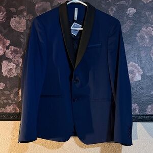 Zara Midnight Blue Tuxedo Jacket with Black Lapel